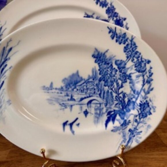 Myott England Meadow Sweet Blue Transferware Serving Platters Vintage J Walker - Picture 2 of 7